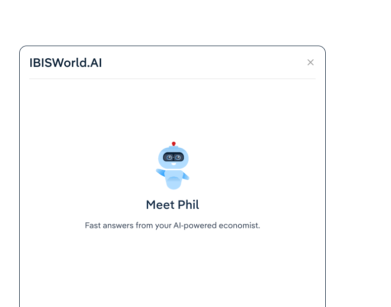 Animation of IBISWorld’s Phil AI chat bot experience with a user asking about an industry SWOT analysis