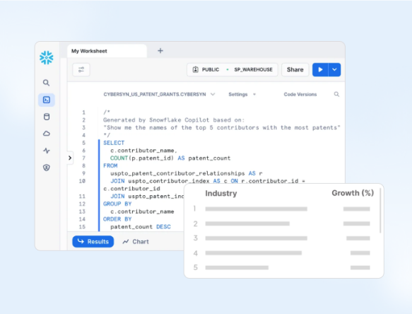 Screens of IBISWorld data integration with Snowflake